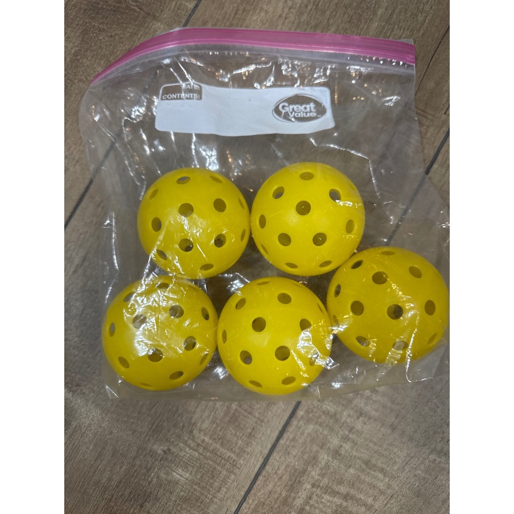 Yellow‎ Pickleballs 5 Pack Outdoor Indoor Sports Training Practice Balls